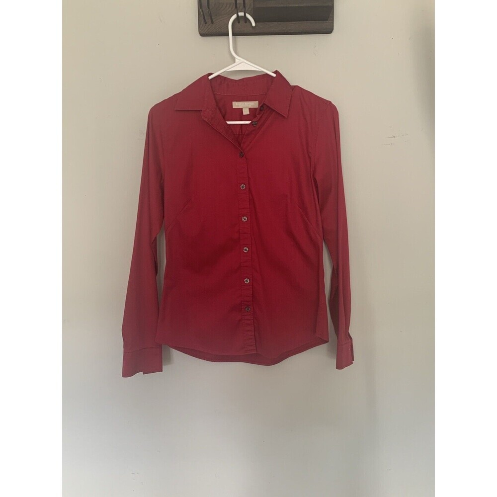Banana Republic Women 6 Dark Pink Shirt Blouse, Collared, Button Up Long Sleeve